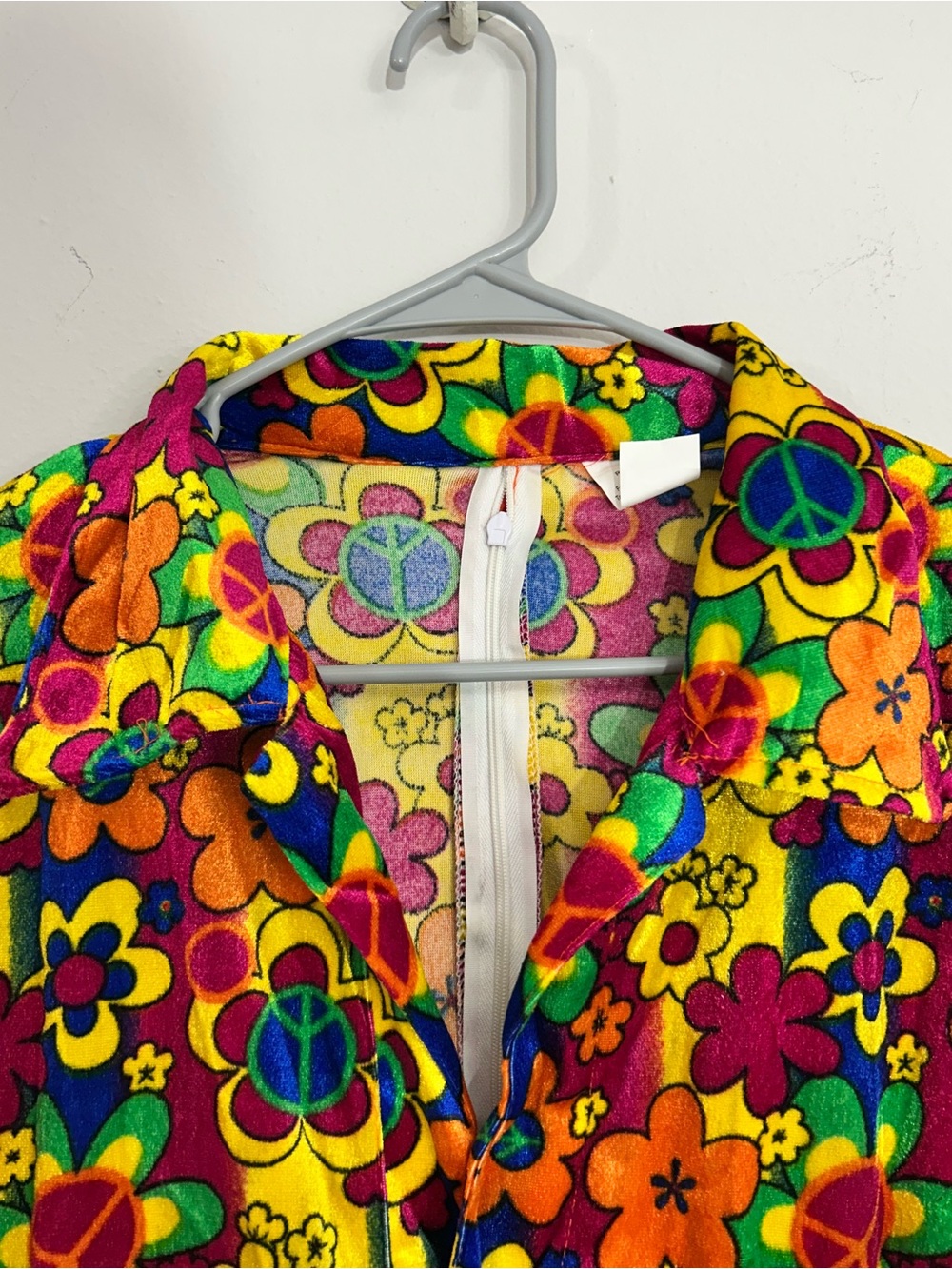 Flower Power Retro Floral Mini Dress Yellow Orange Pink Hippie Costume Sz 12-14 - Picture 2 of 10